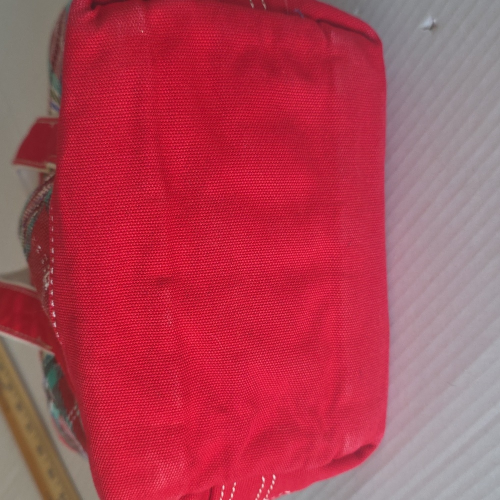 Lands’ End Plaid Tote – Red Handles, Canvas Carryall Boat Tote - Picture 9 of 14